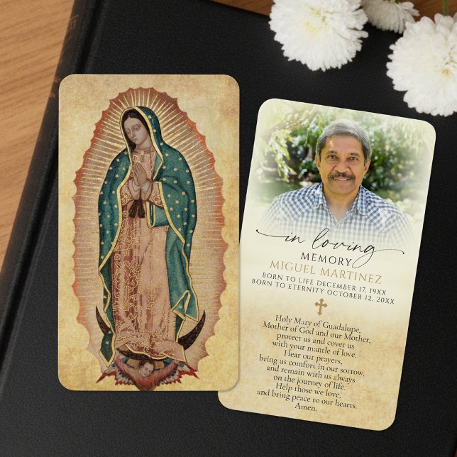 In Loving Memory Guadalupe Photo Memorial Cards Visitkort (Skapare uppladdad)