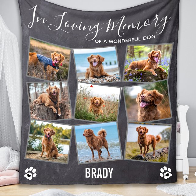 In Loving Memory Hund Pet Memorial Photo Collage Fleecefilt (Skapare uppladdad)