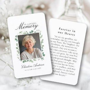 "In Loving Memory" (I-minne), "Funeral Photo Praye Visitkort