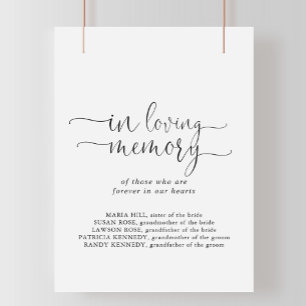 In Loving Memory Kärlek Finare Script Sign Poster