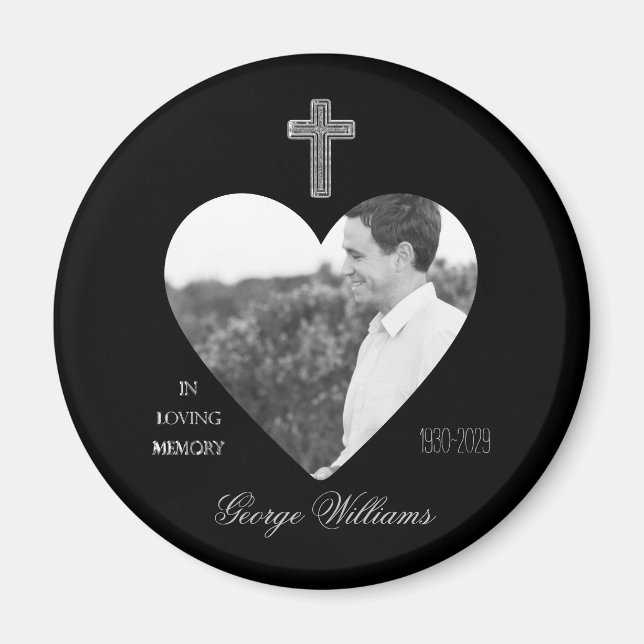 In Loving Memory Kor Heart Shape Photo Memorial Magnet (Framsidan)
