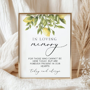 In Loving Memory Lemon Mediterranean Bröllop Sign Poster