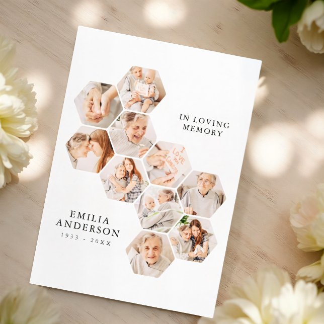 In Loving Memory Memorial Modern 10 Photos Card (Skapare uppladdad)