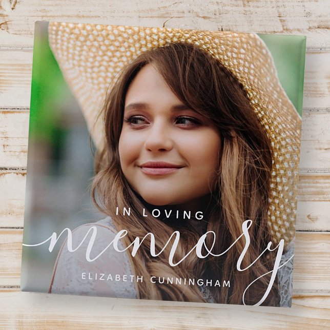 In Loving Memory Memorial Modern Elegant Photo Knapp (Skapare uppladdad)
