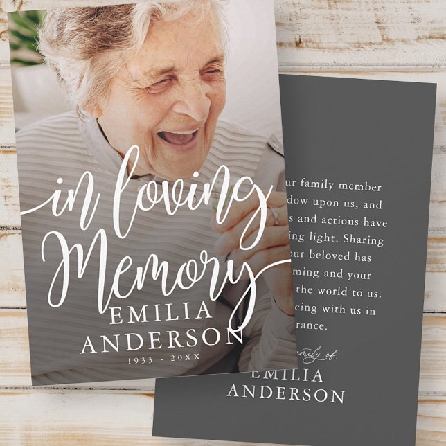 In Loving Memory Memorial Modern Simple Photo Card (Skapare uppladdad)