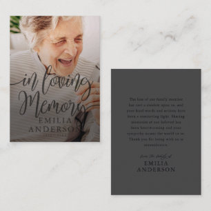 In Loving Memory Memorial Modern Simple Photo Card Visitkort