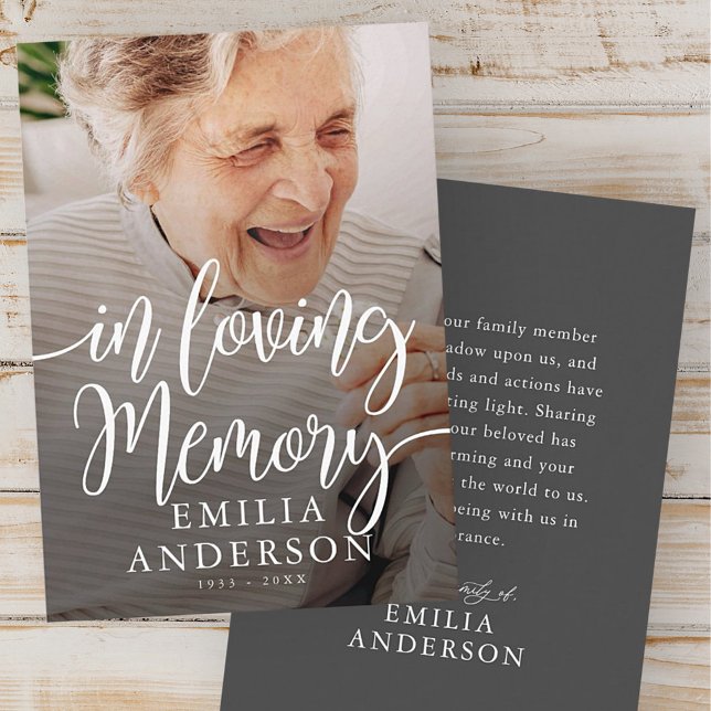 In Loving Memory Memorial Modern Simple Photo Card Visitkort (Skapare uppladdad)