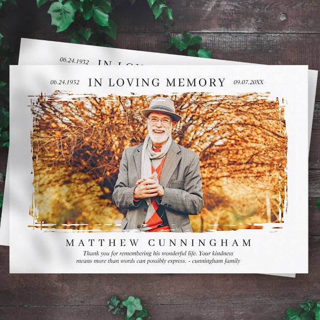 In Loving Memory Memorial Modern Simple Photo Tack Kort (Skapare uppladdad)