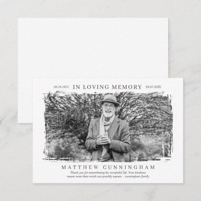 In Loving Memory Memorial Modern Simple Photo Tack Kort (Fram/baksida)