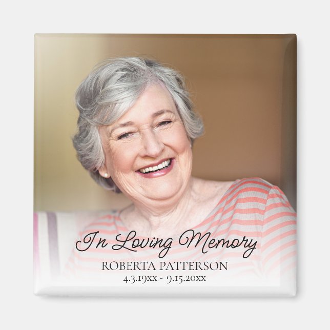 In Loving Memory Memorial Photo Funeral Keepsake Magnet (Framsidan)