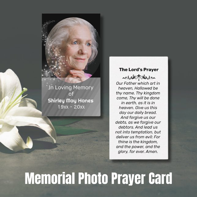 In Loving Memory Memorial Photo Prayer Card Visitkort (Memorial Photo Prayer Cards)