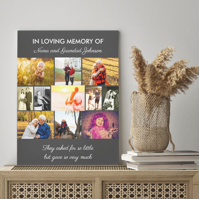 In Loving Memory Memorial Quote Grått Photo Collag Canvastryck (Skapare uppladdad)
