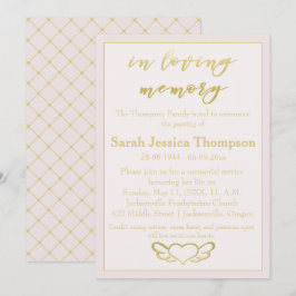 In Loving Memory - Memorial Service för minnespla Inbjudningar