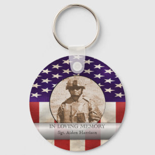 In Loving Memory Military Photo Personalized Nyckelring