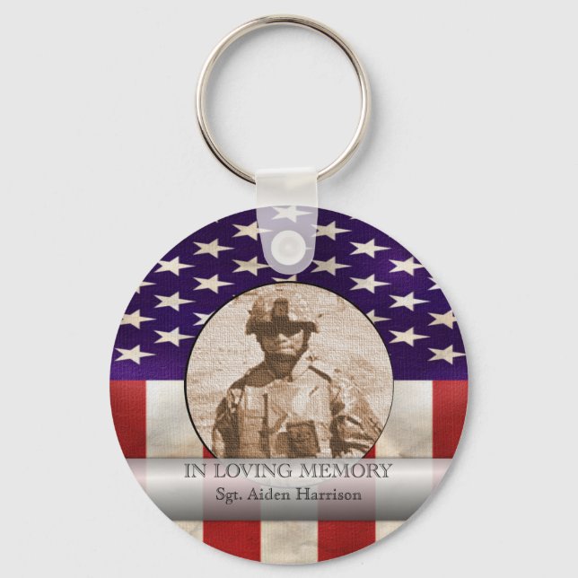 In Loving Memory Military Photo Personalized Nyckelring (Framsida)