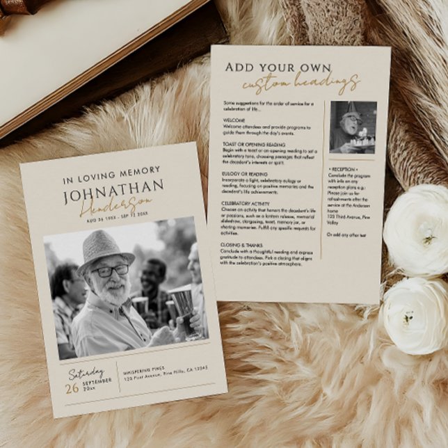 In Loving Memory Modern 2-Photo Elegant Memorial Program (Skapare uppladdad)