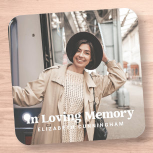 In Loving Memory Modern Anpassningsbar Photo Memor Fyrkantigt Klistermärke