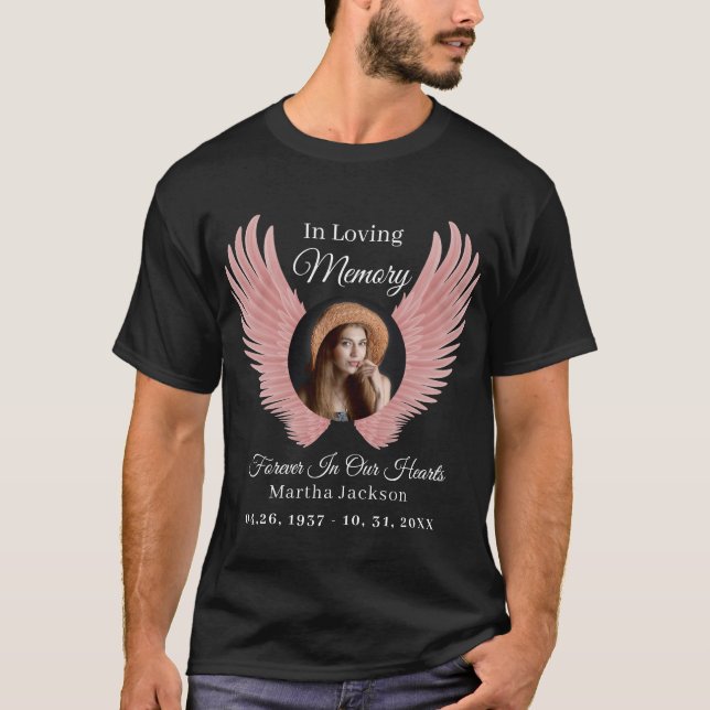 In Loving Memory Modern Anpassningsbar Photo Memor T Shirt (Framsida)