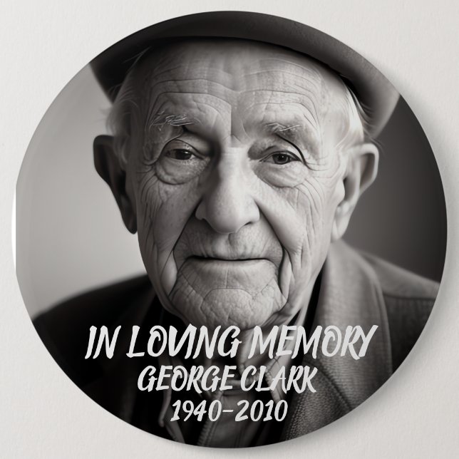 In loving memory modern custom photo button knapp (Framsida)