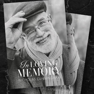 In Loving Memory Modern Elegant Photo Memorial Anteckningskort