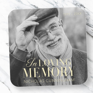 In Loving Memory Modern Elegant Photo Memorial Fyrkantigt Klistermärke