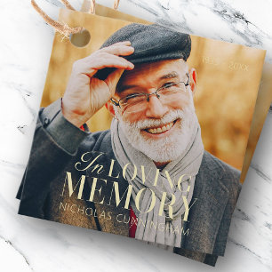 In Loving Memory Modern Elegant Photo Memorial Gåvor Etiketter