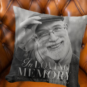 In Loving Memory Modern Elegant Photo Memorial Kudde
