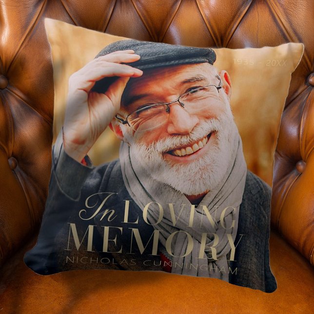 In Loving Memory Modern Elegant Photo Memorial Kudde (Skapare uppladdad)