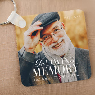 In Loving Memory Modern Elegant Photo Memorial Nyckelring