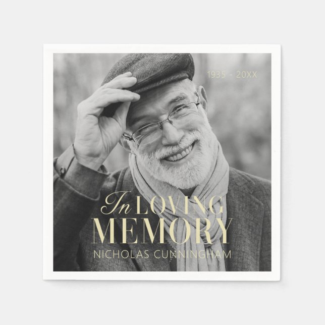 In Loving Memory Modern Elegant Photo Memorial Pappersservett (Framsidan)