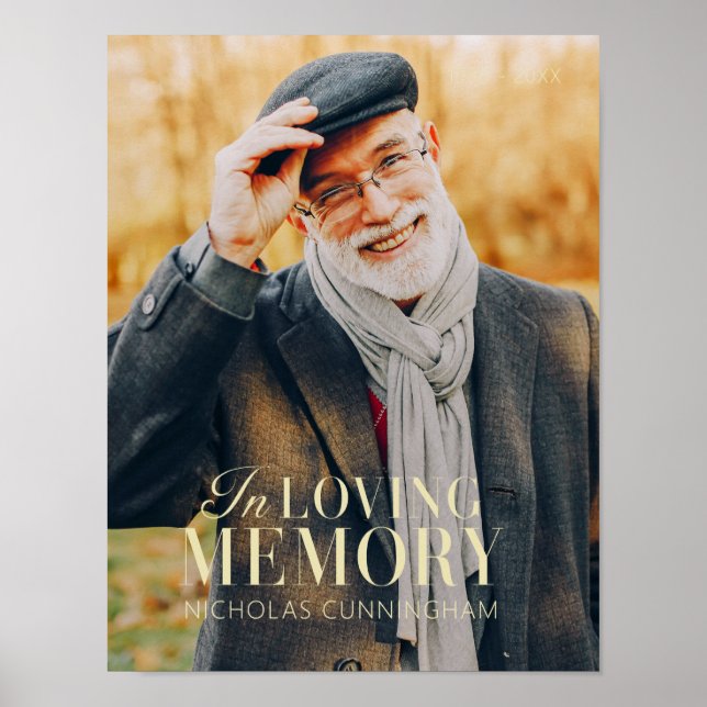 In Loving Memory Modern Elegant Photo Memorial Poster (Framsidan)