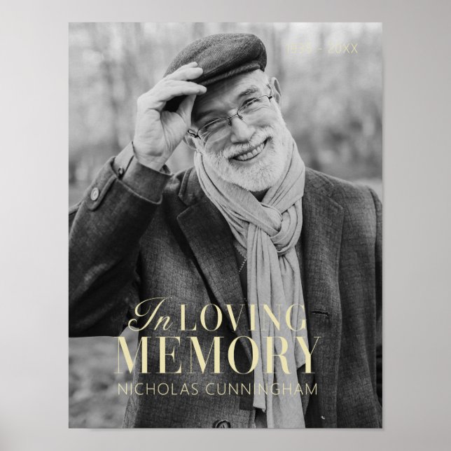 In Loving Memory Modern Elegant Photo Memorial Poster (Framsidan)