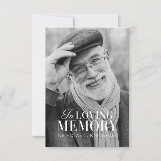 In Loving Memory Modern Elegant Photo Memorial Tack Kort (Framsida)