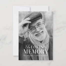 In Loving Memory Modern Elegant Photo Memorial Tack Kort