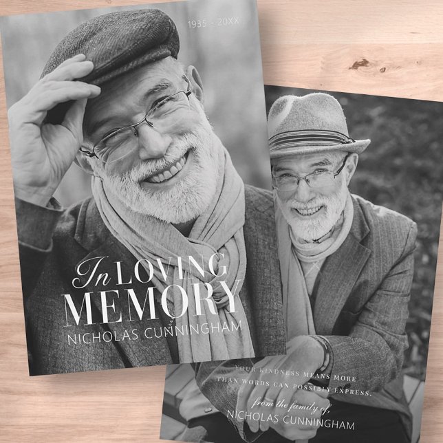 In Loving Memory Modern Elegant Photo Memorial Tack Kort (Skapare uppladdad)