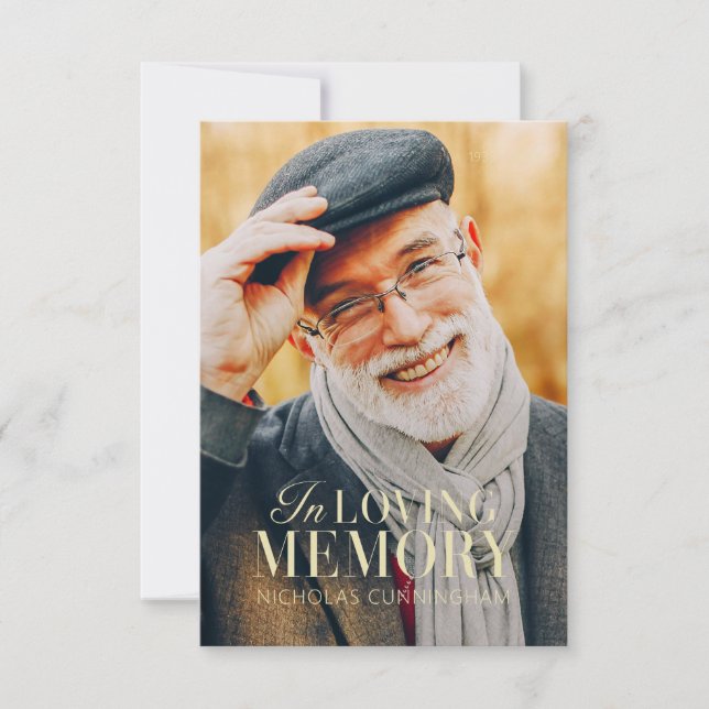 In Loving Memory Modern Elegant Photo Memorial Tack Kort (Framsida)