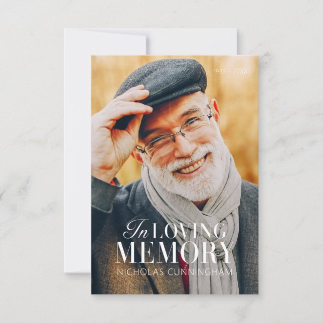 In Loving Memory Modern Elegant Photo Memorial Tack Kort (Framsida)