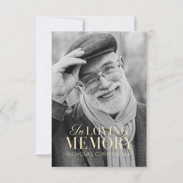 In Loving Memory Modern Elegant Photo Memorial Tack Kort (Framsida)