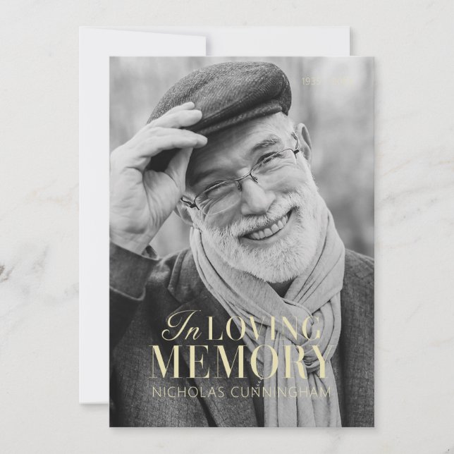 In Loving Memory Modern Elegant Photo Memorial Tack Kort (Framsida)
