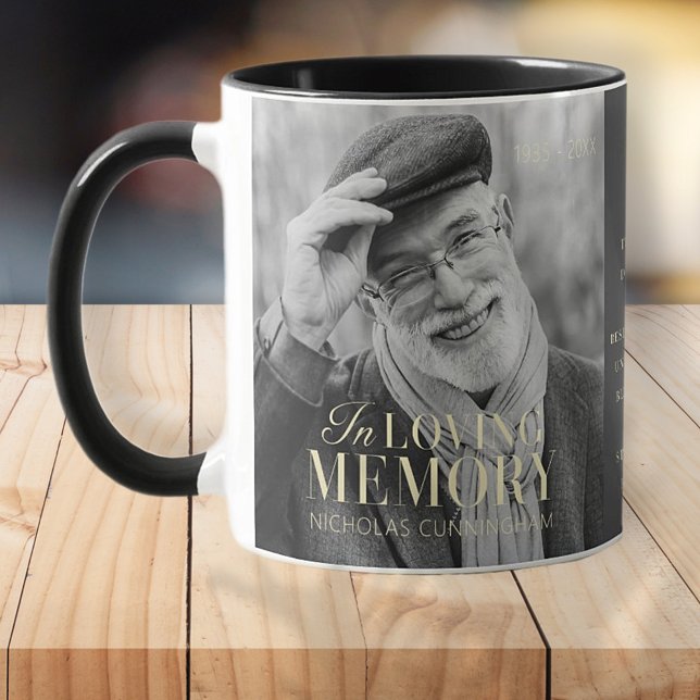 In Loving Memory Modern Elegant Photo Memorial Två-Tonad Mugg (Skapare uppladdad)