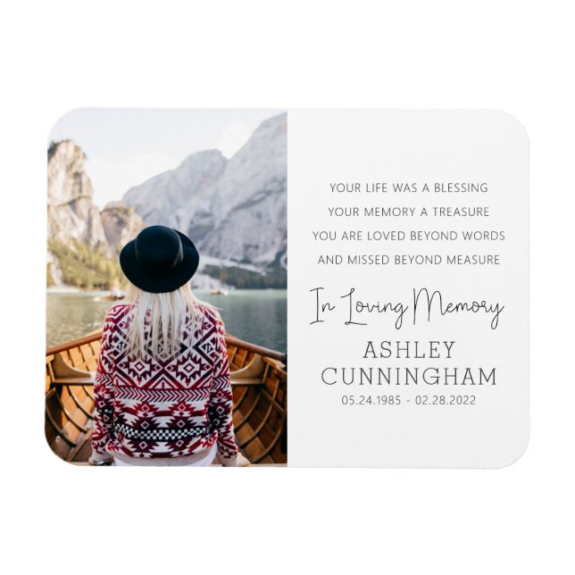 In Loving Memory Modern Elegant Simple Chic Photo Magnet (Horisontell)