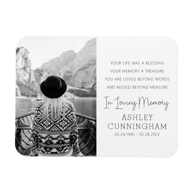 In Loving Memory Modern Elegant Simple Chic Photo Magnet (Horisontell)