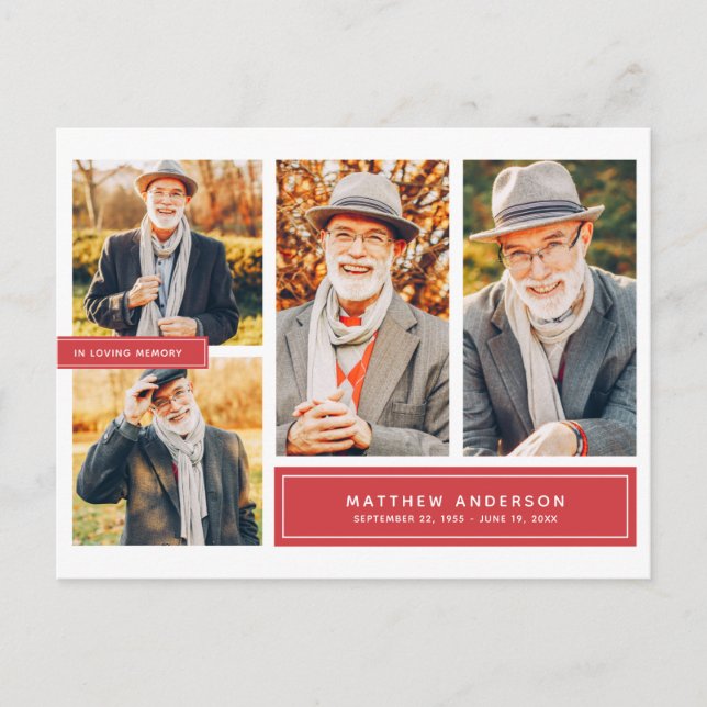 In Loving Memory Modern Färg Multi Photo Vykort (Framsida)