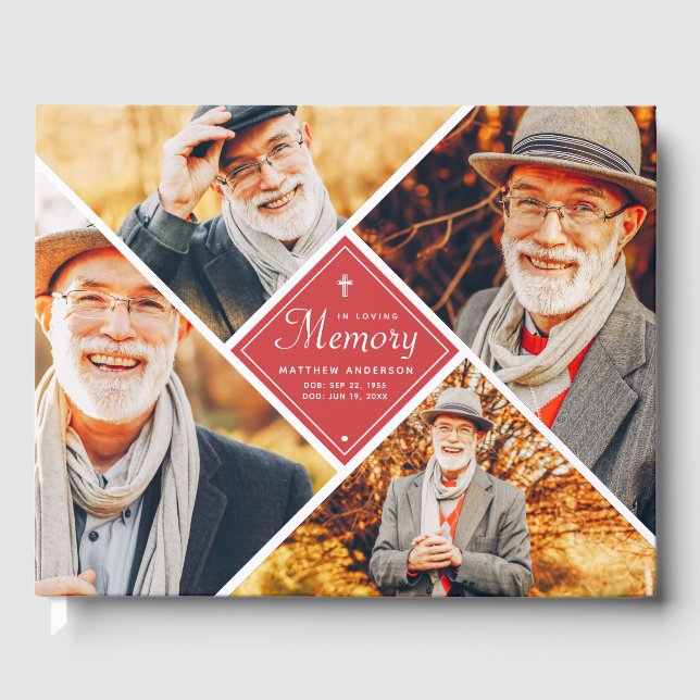 In Loving Memory Modern Kor Multi Photo Gästböcker (Framsida)