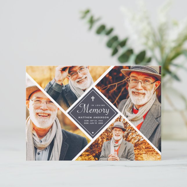 In Loving Memory Modern Kor Multi Photo Tack Kort (Stående Fram)