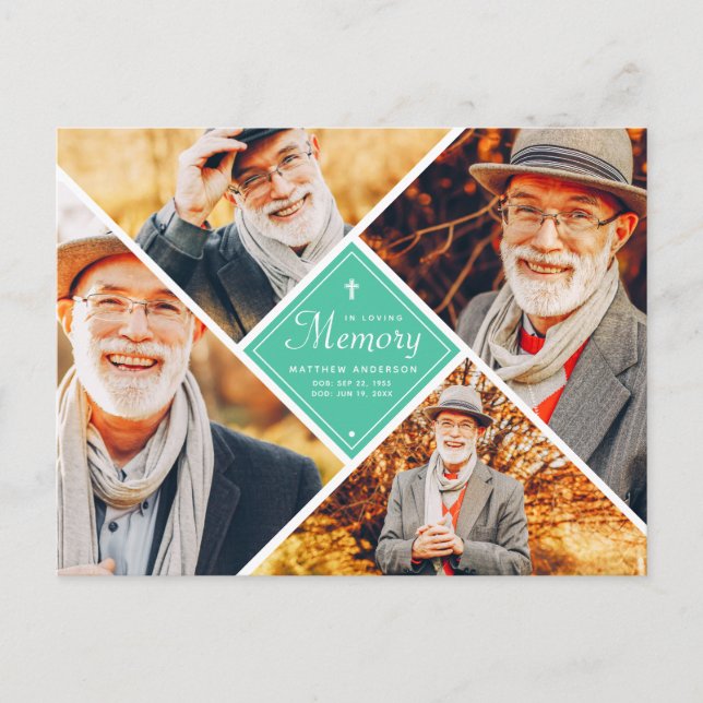 In Loving Memory Modern Kor Multi Photo Vykort (Framsida)