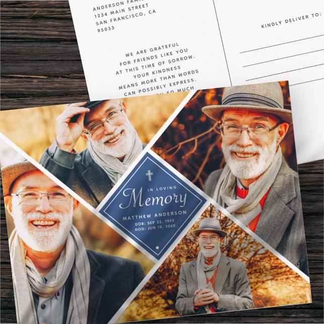 In Loving Memory Modern Kor Multi Photo Vykort (Skapare uppladdad)
