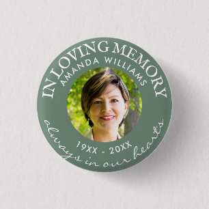 In Loving Memory Modern Sage Grönt Photo Memorial Knapp