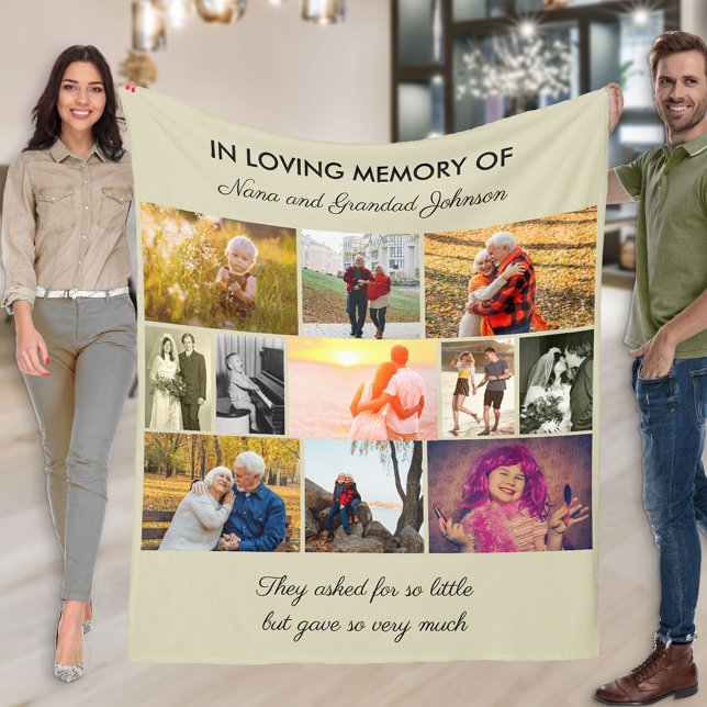In Loving Memory Natural Photo Collage Fleecefilt (Skapare uppladdad)