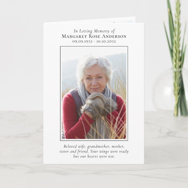 In Loving Memory Obituary Photo Collage Memorial Anteckningskort (Framsida)